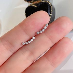 Swarovski element cz diamond stud Earrings, silver plate
